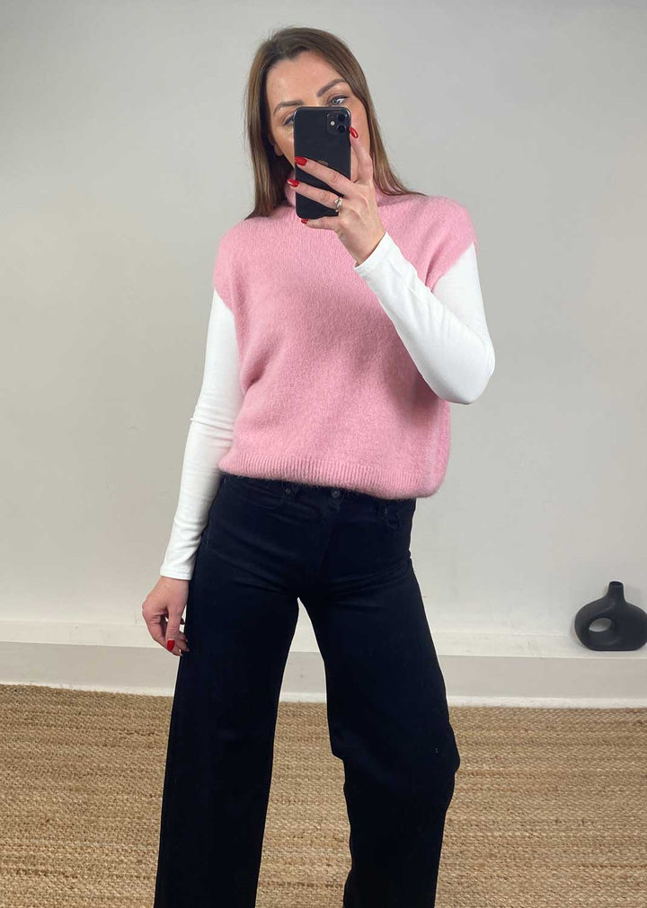 Stephanie Wool Blend Tank Top Pink