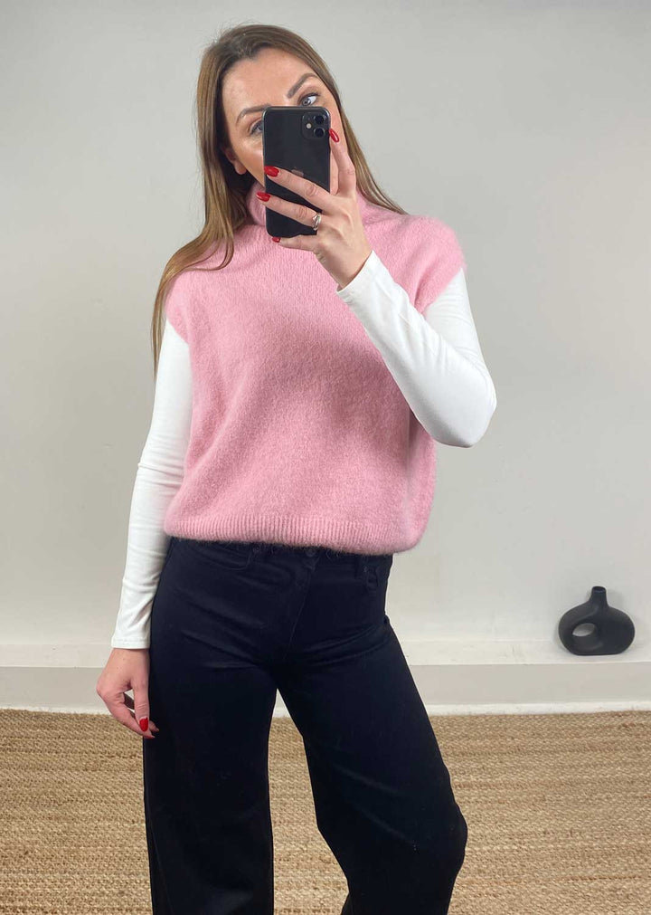 Stephanie Wool Blend Tank Top Pink