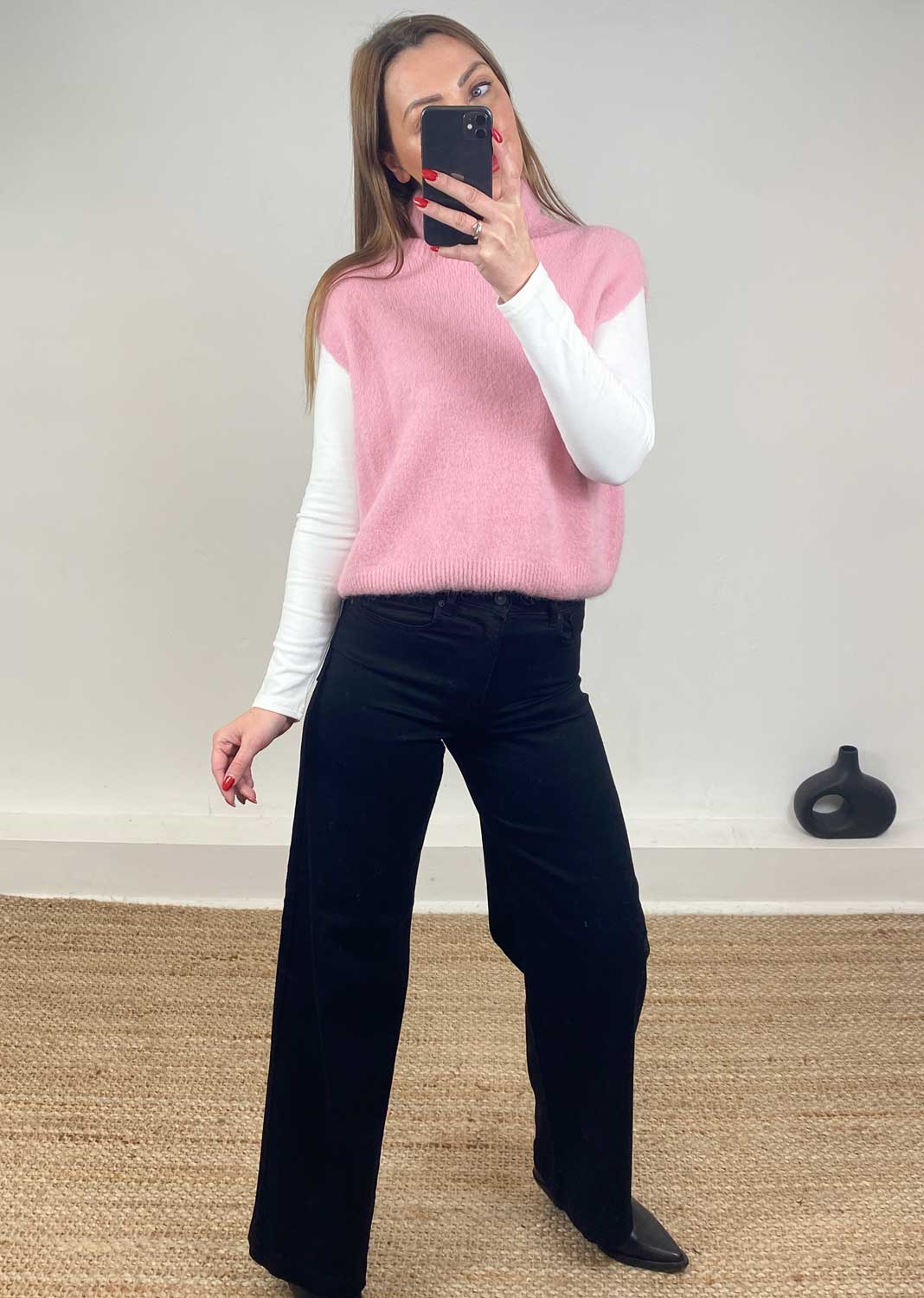 Stephanie Wool Blend Tank Top Pink