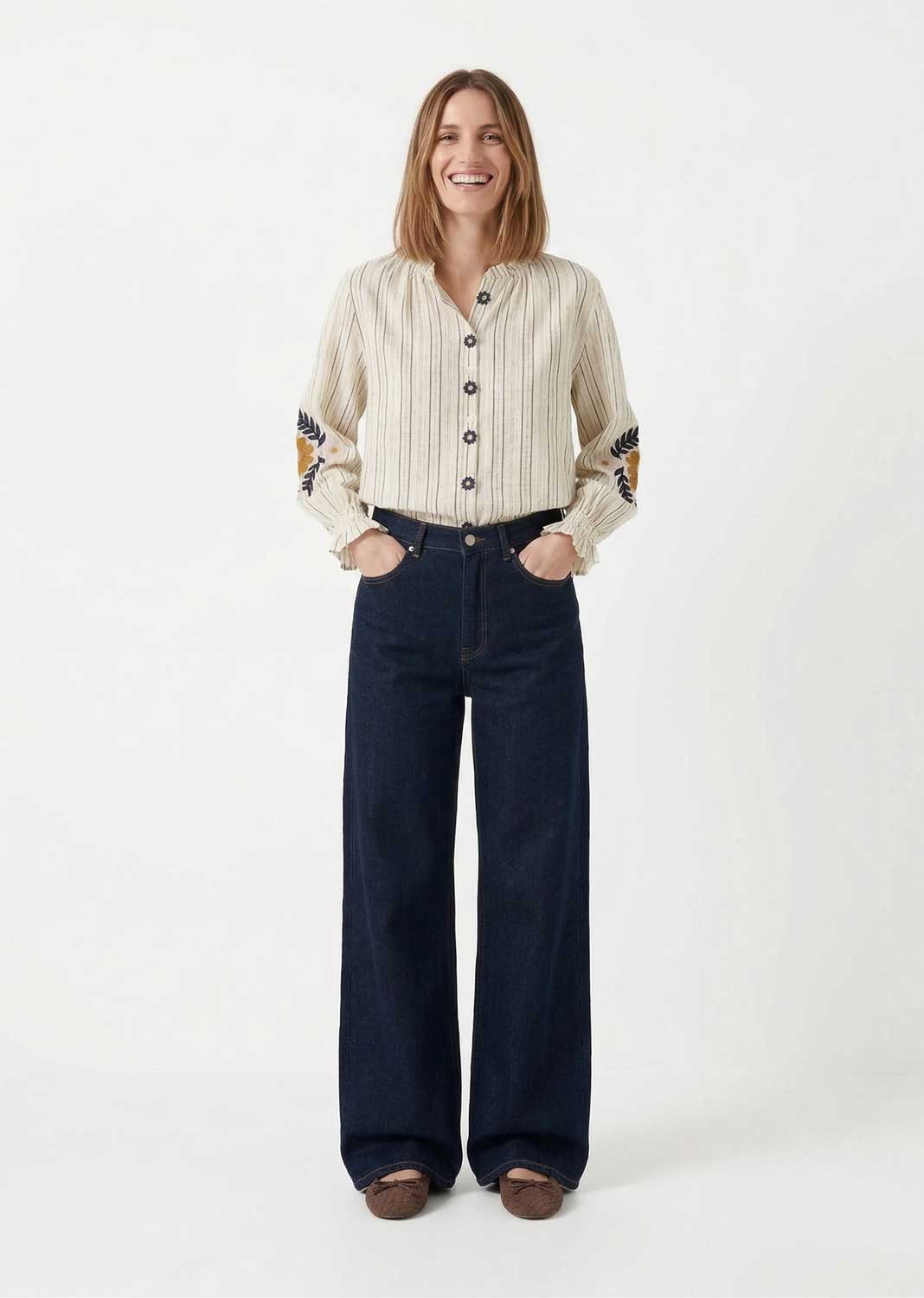 Stevie Stripe Embroidered Blouse