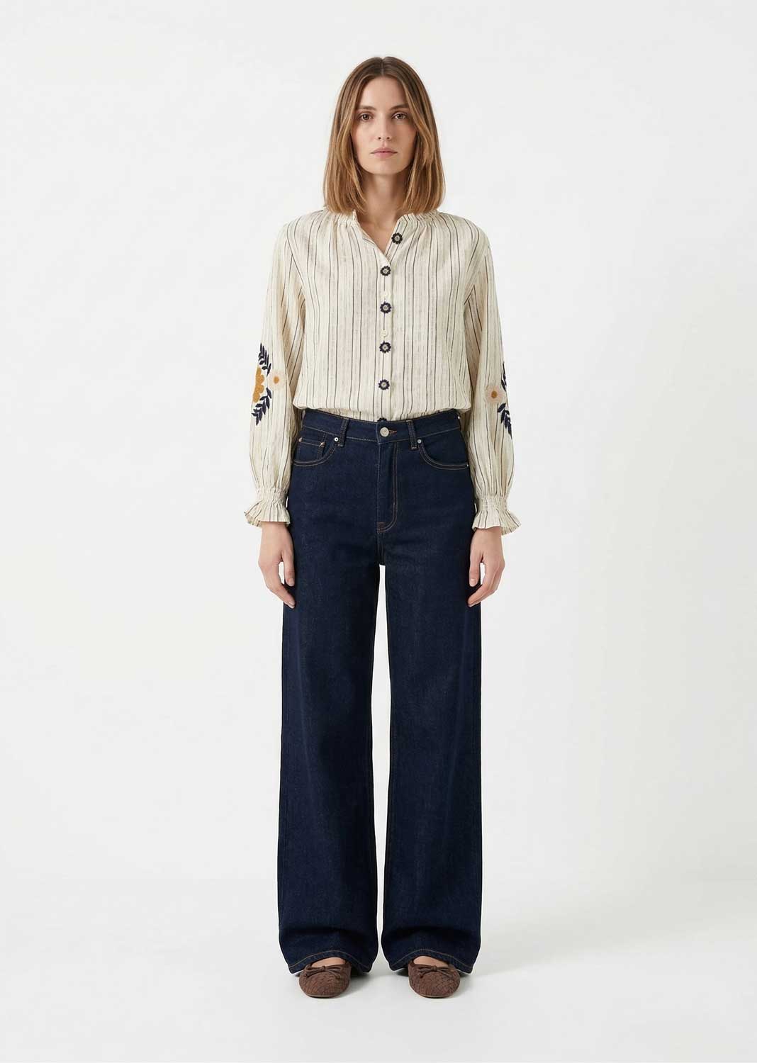 Stevie Stripe Embroidered Blouse