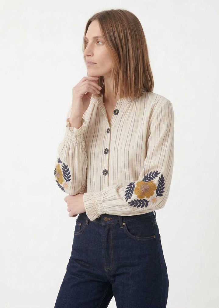 Stevie Stripe Embroidered Blouse