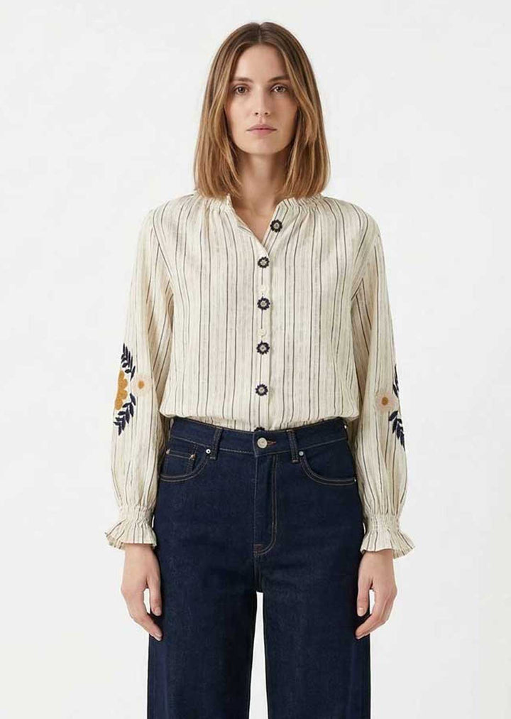 Stevie Stripe Embroidered Blouse