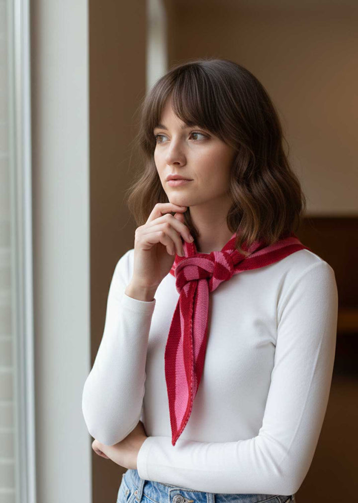 knitted stripe triangle scarf