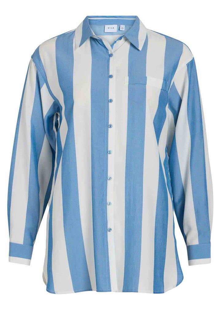 VILA Blue and White stripe Dancy Shirt