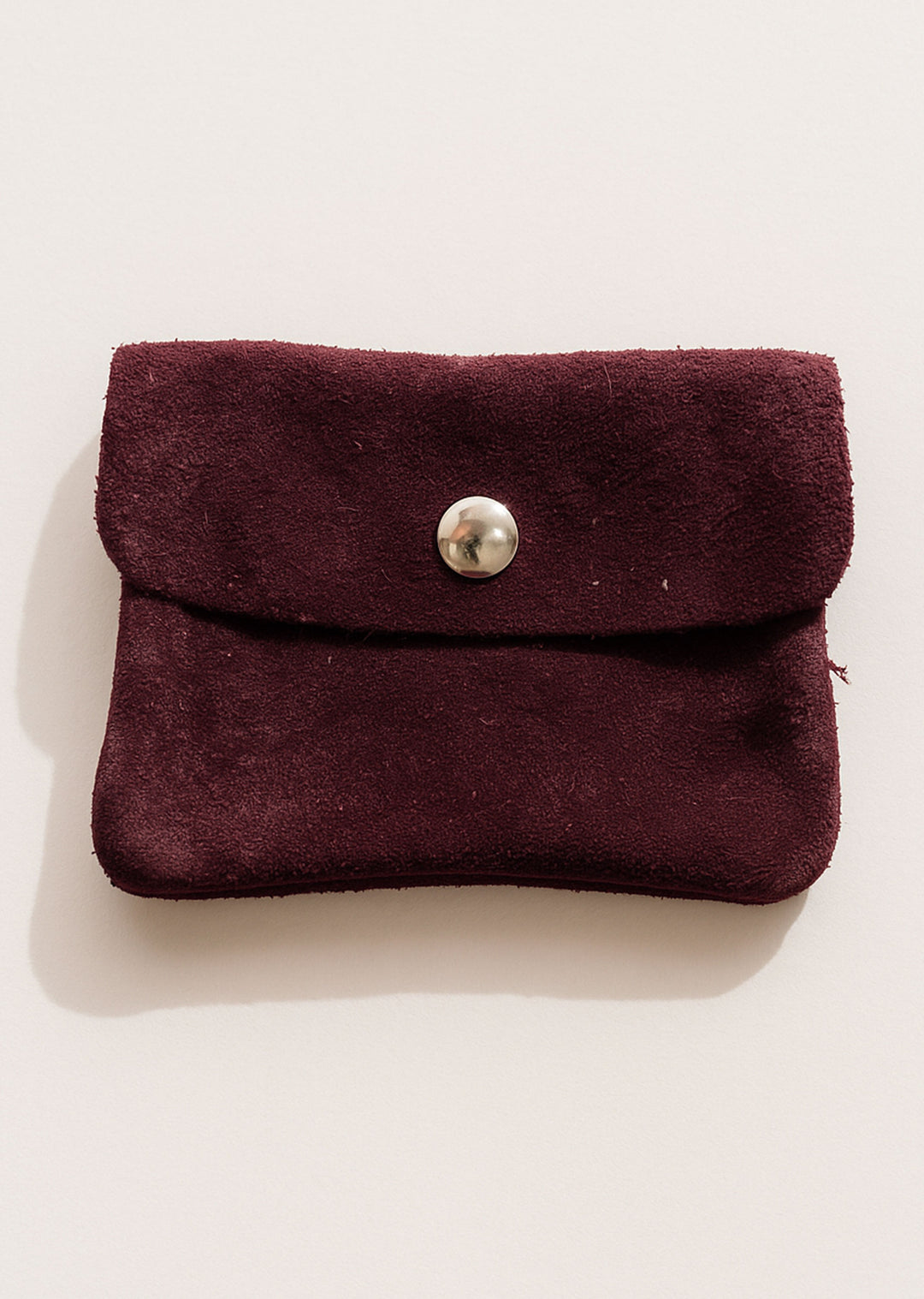 Small Suede Leather Purse Burgundy