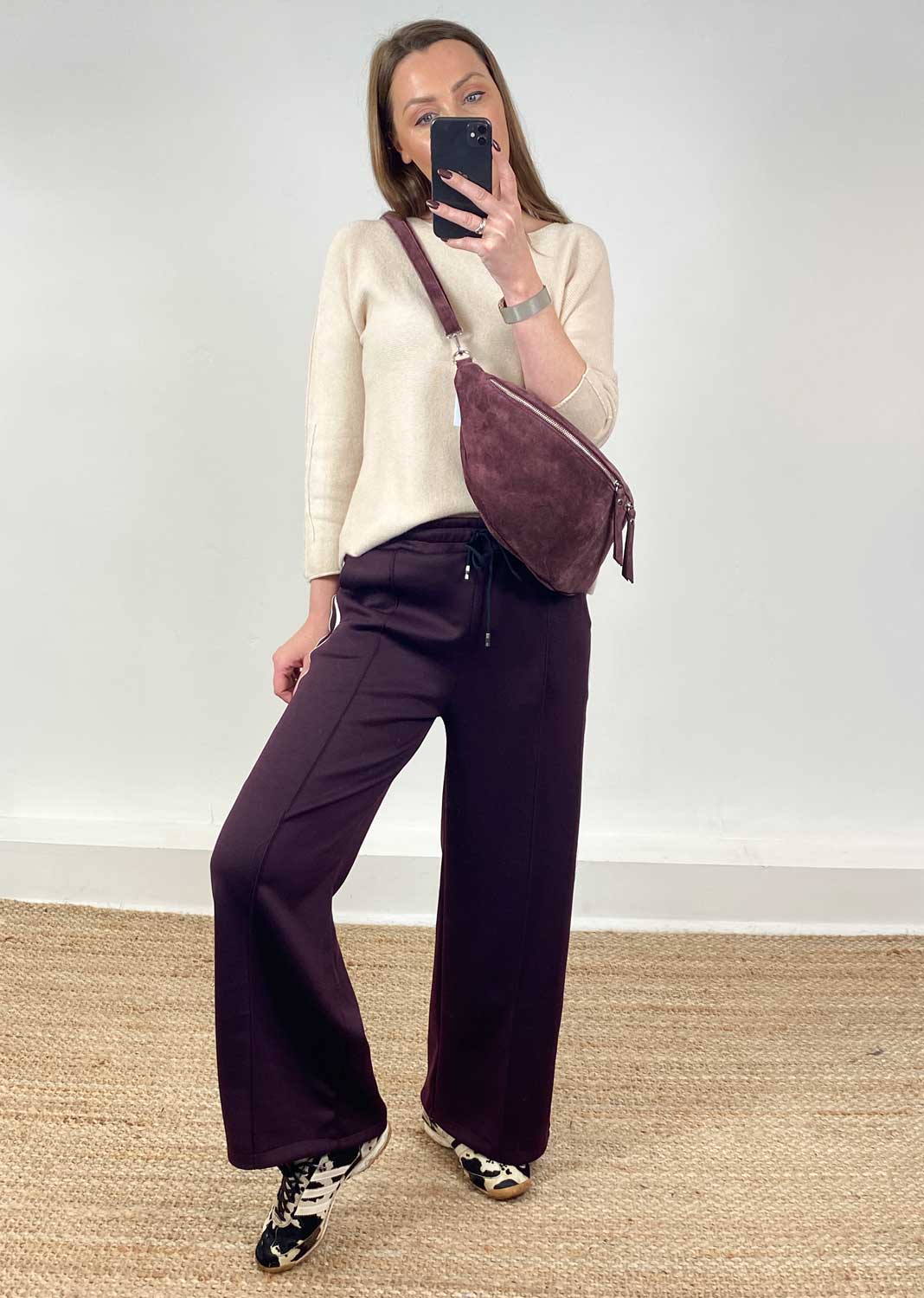 Suede Sling Bag Burgundy