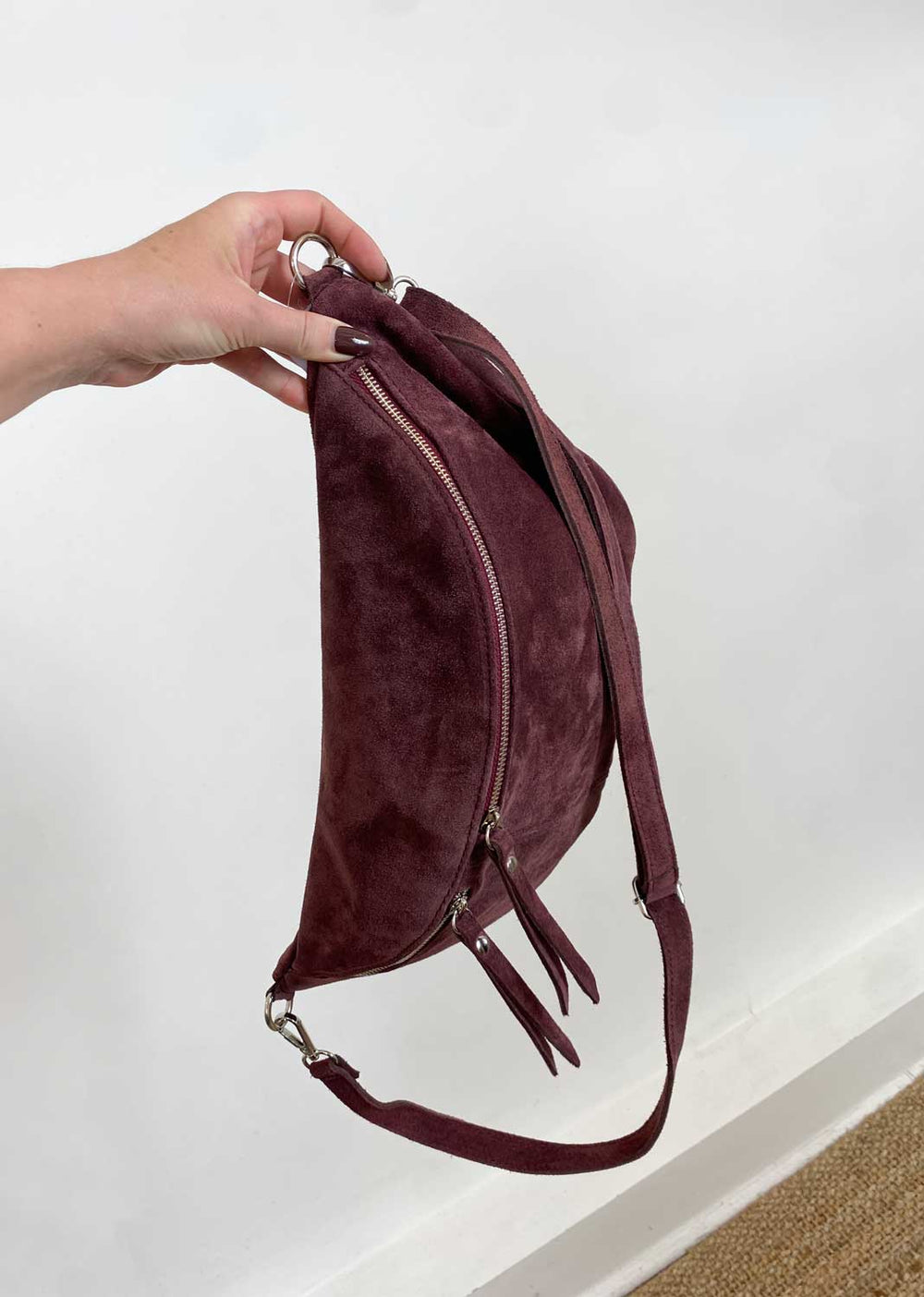 Suede Sling Bag Burgundy