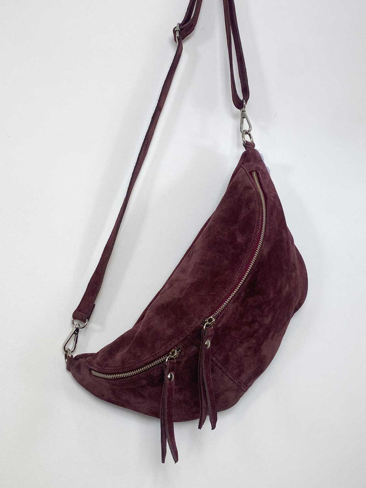 Suede Sling Bag Burgundy