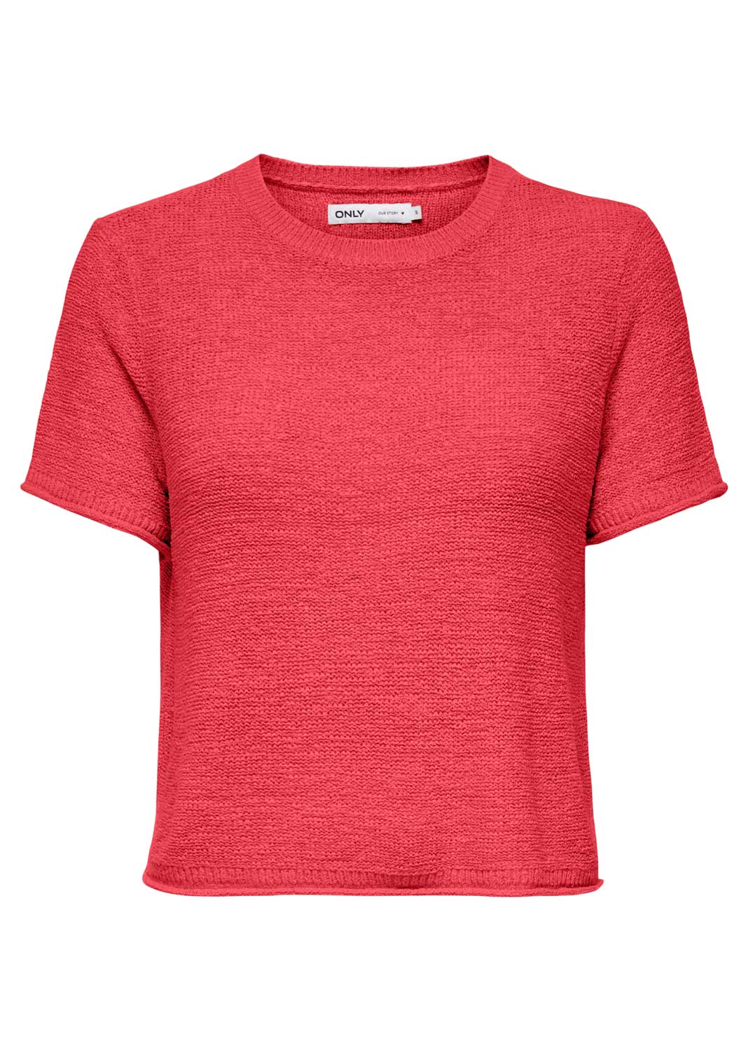 Sunny Crochet Knitted Tshirt in Coral
