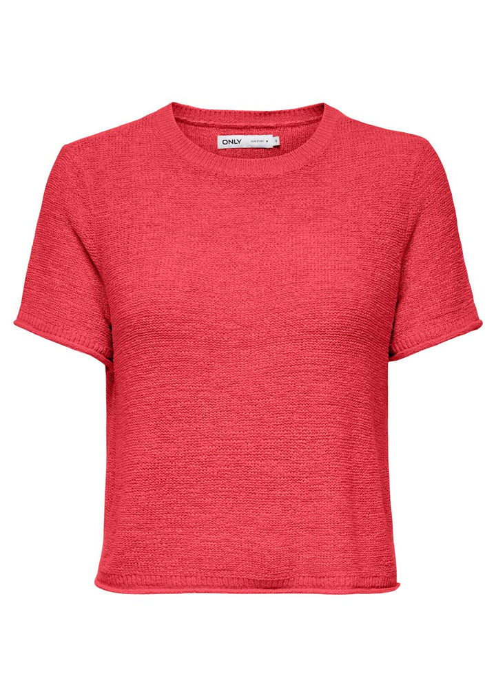Sunny Crochet Knitted Tshirt in Coral