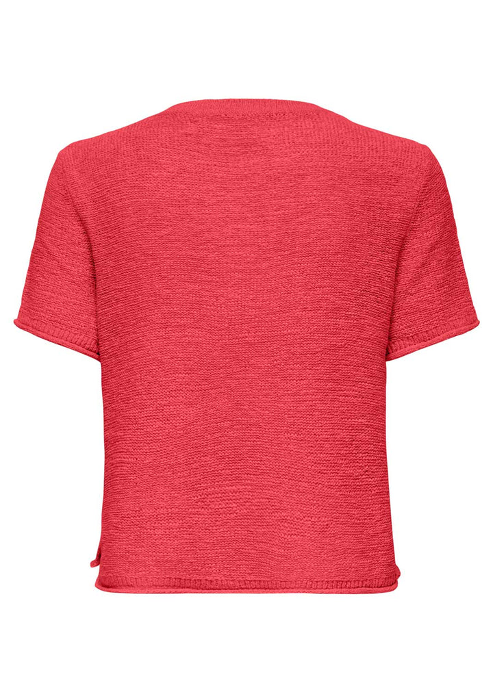 Sunny Crochet Knitted Tshirt in Coral