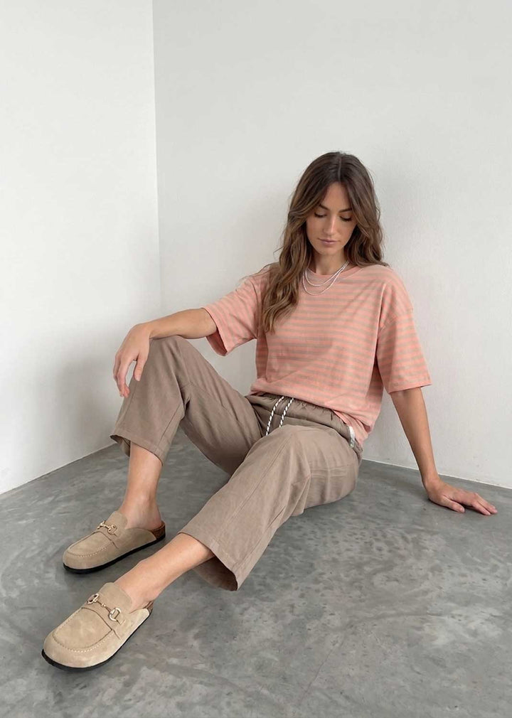 Susie Peach Taupe Stripe Tshirt