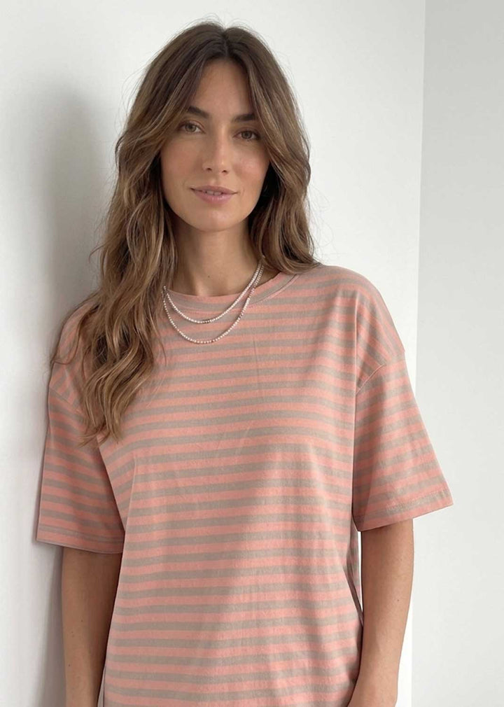 Susie Peach Taupe Stripe Tshirt