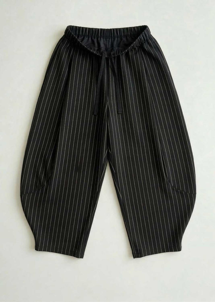 Tabitha Pinstripe Barrel Pants Black