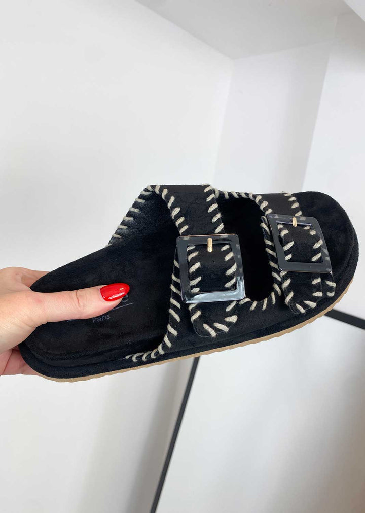 Talia Footbed Sandals in Black