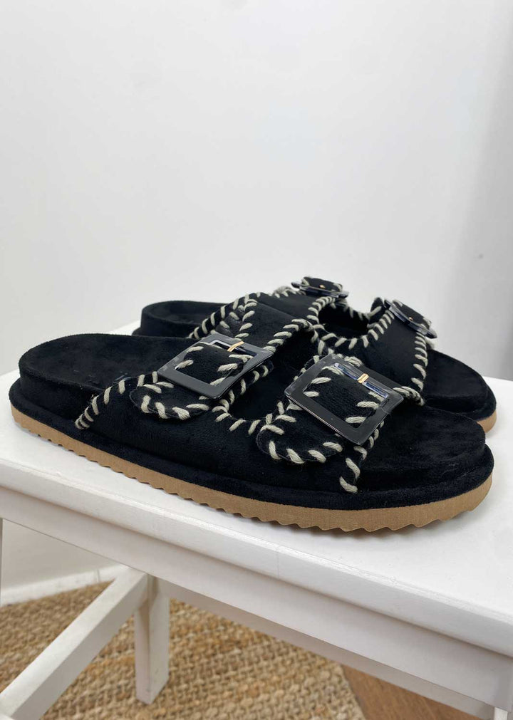 Talia Footbed Sandals in Black