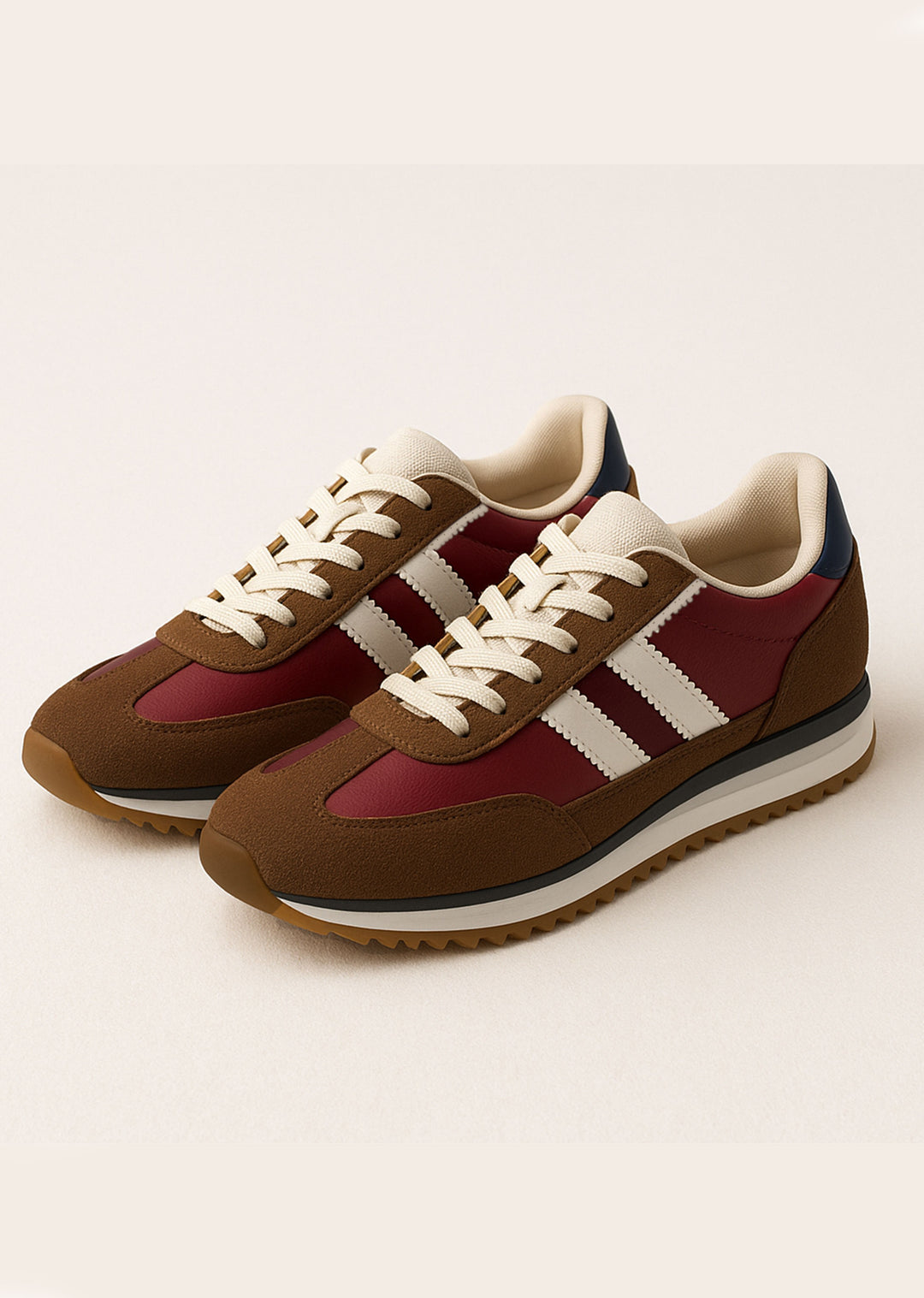 Oslo Burgundy Tan Contrast Trainers