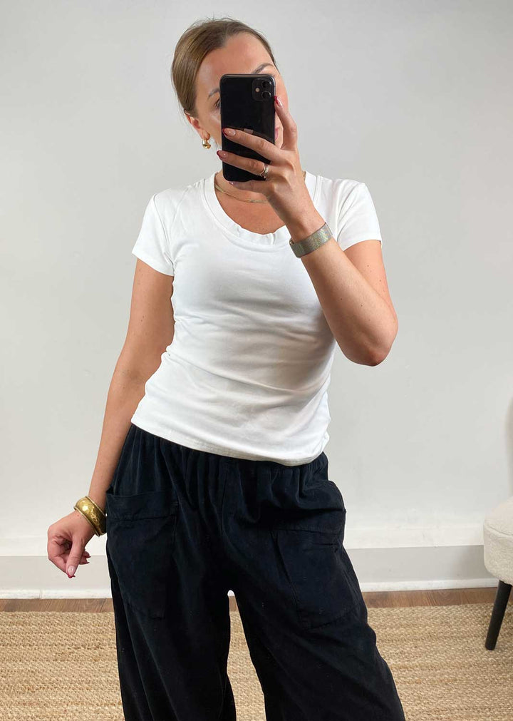 Tara Scoop Neck Tshirt White