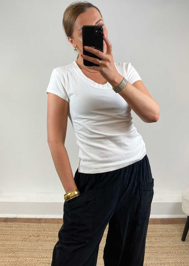 Tara Scoop Neck Tshirt White