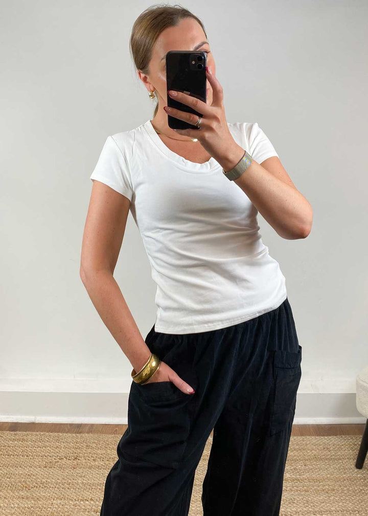 Tara Scoop Neck Tshirt White