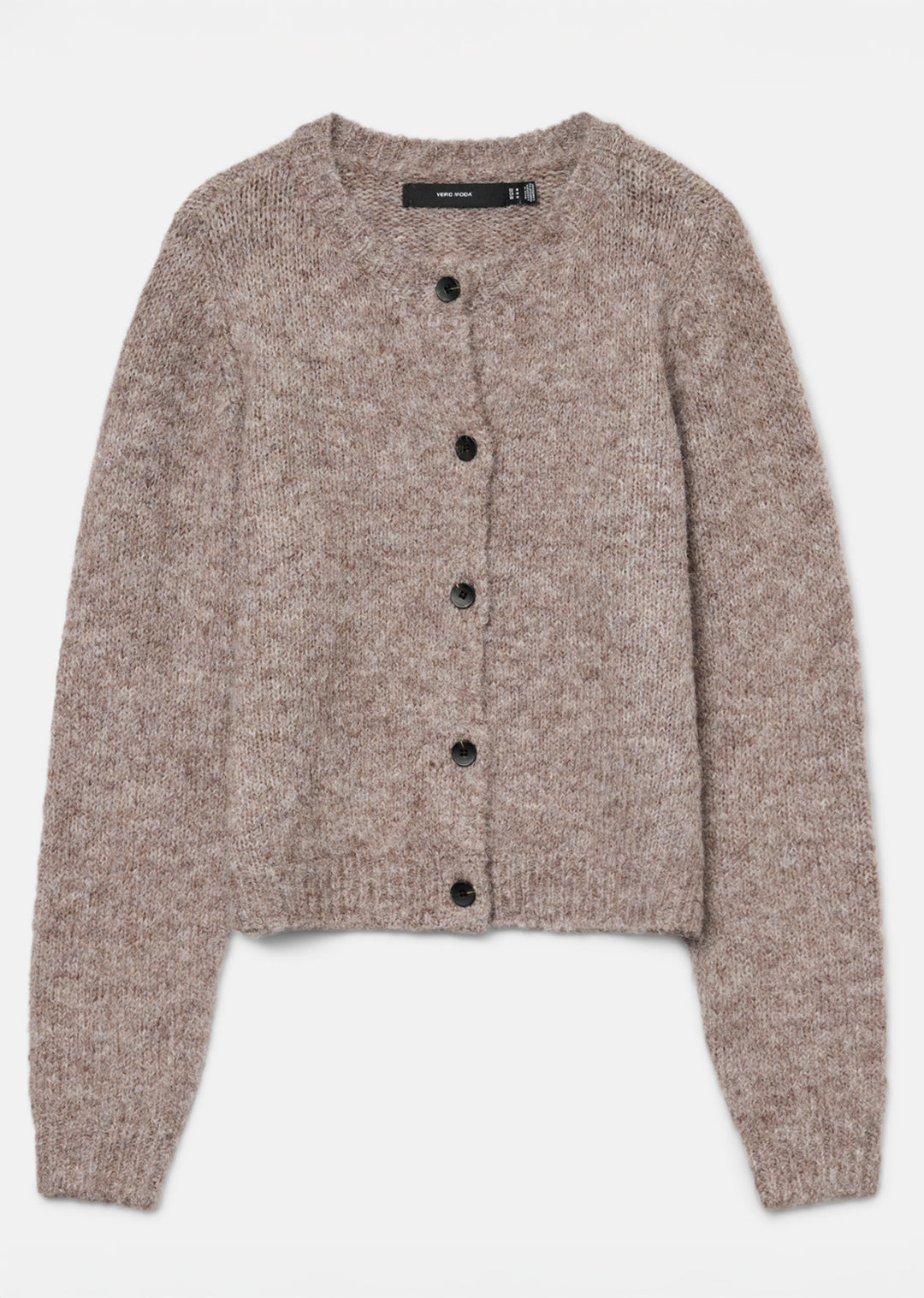 Taupe Wool Blend Knit Cardigan