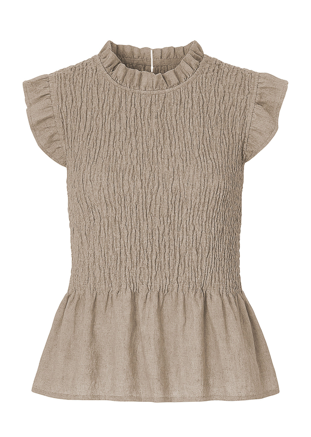 Taupe Shirred Top