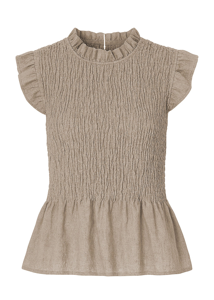 Taupe Shirred Top