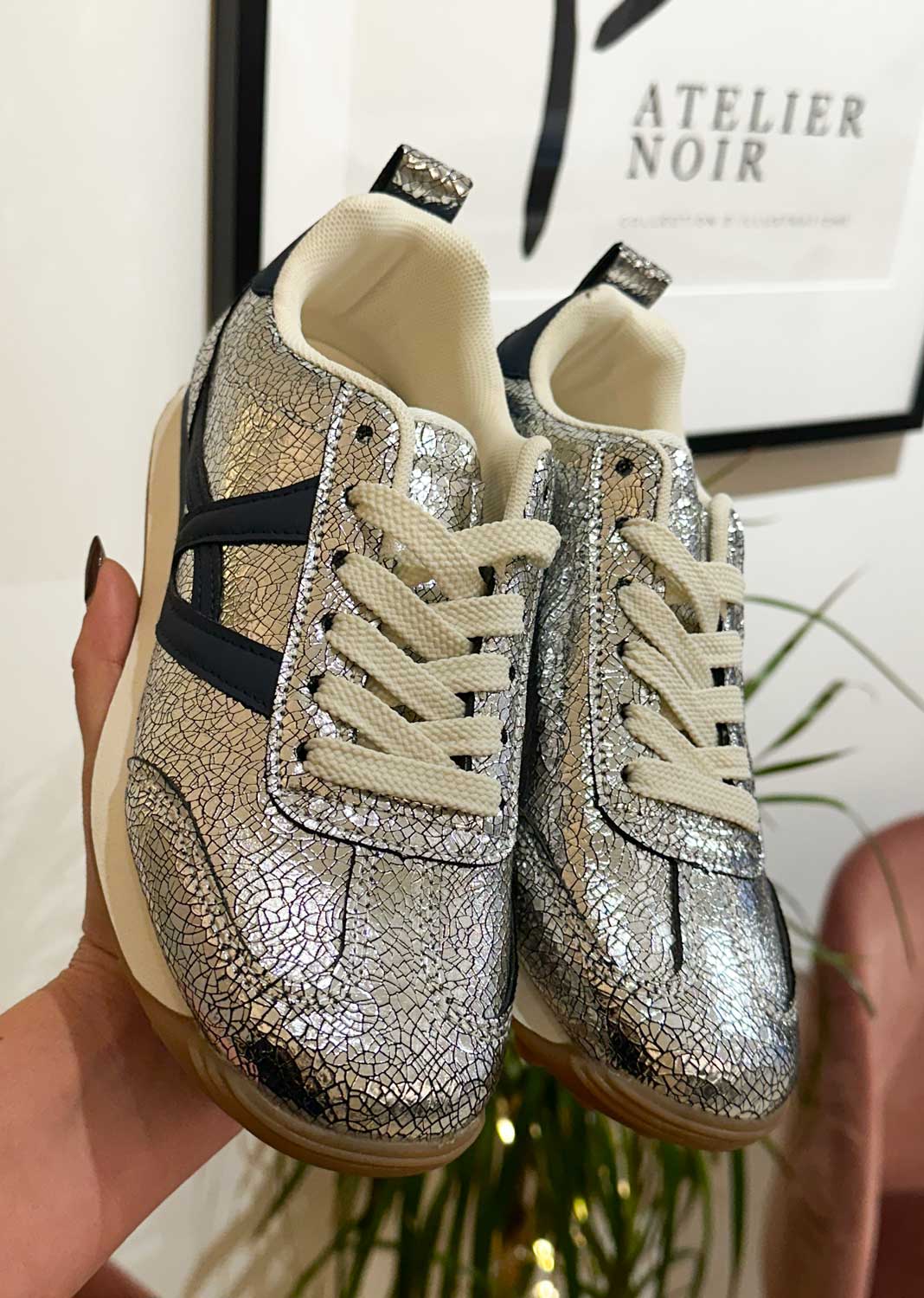 Silver Retro trainers | Bond Fashion UK