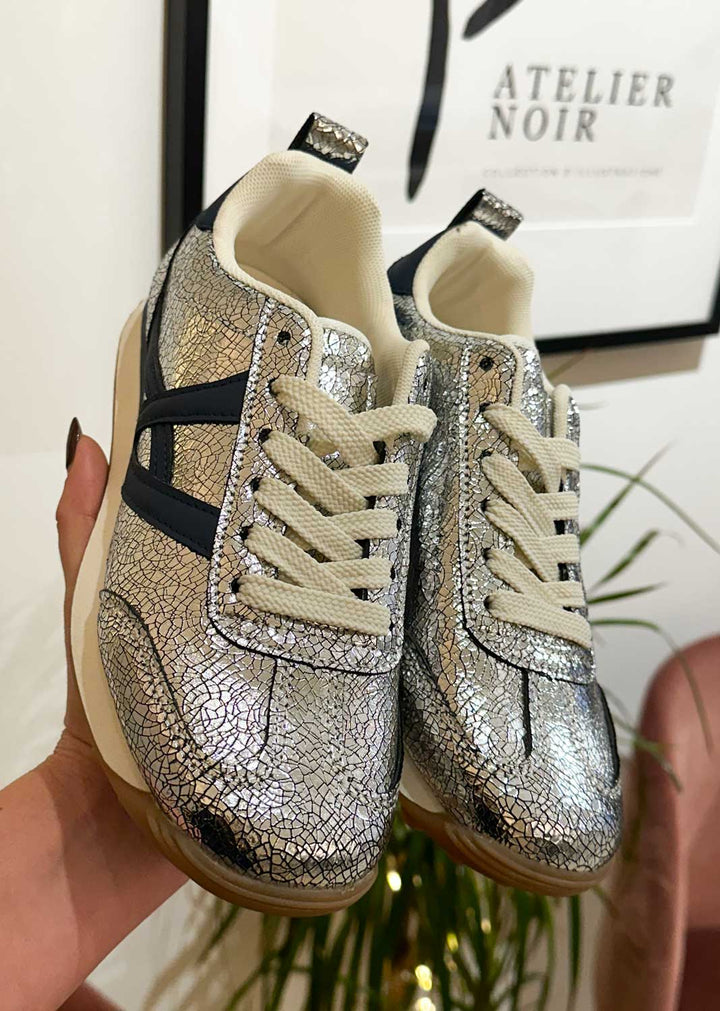 Silver Retro trainers | Bond Fashion UK