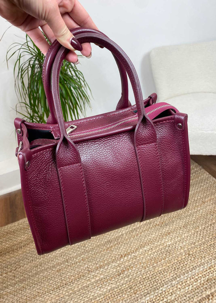 Camilla Leather Tote Bag in Burgundy