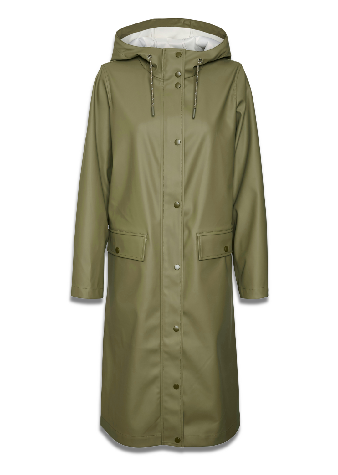 Malou Long Raincoat in Olive Green