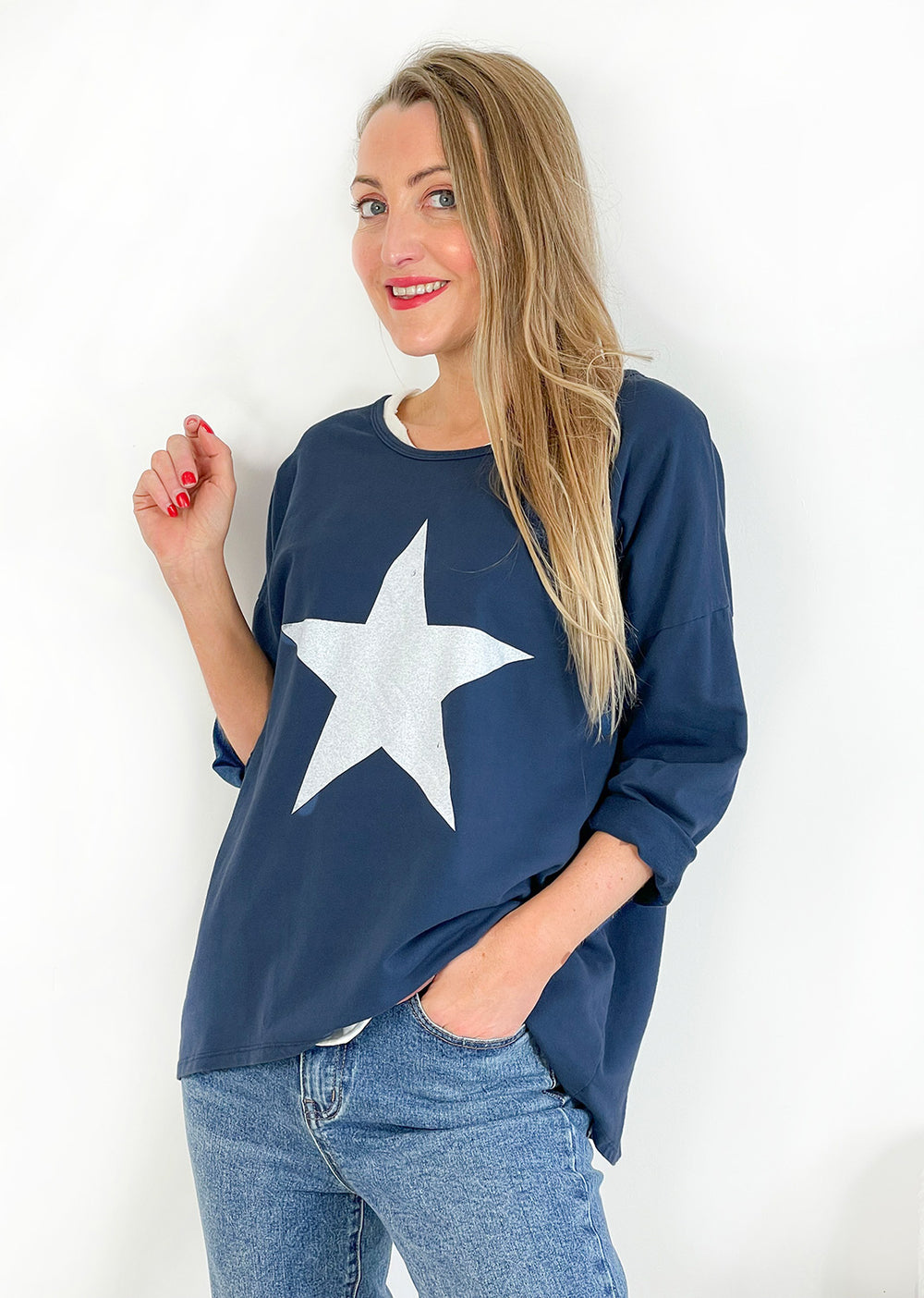 Navy Venus Star Sweater