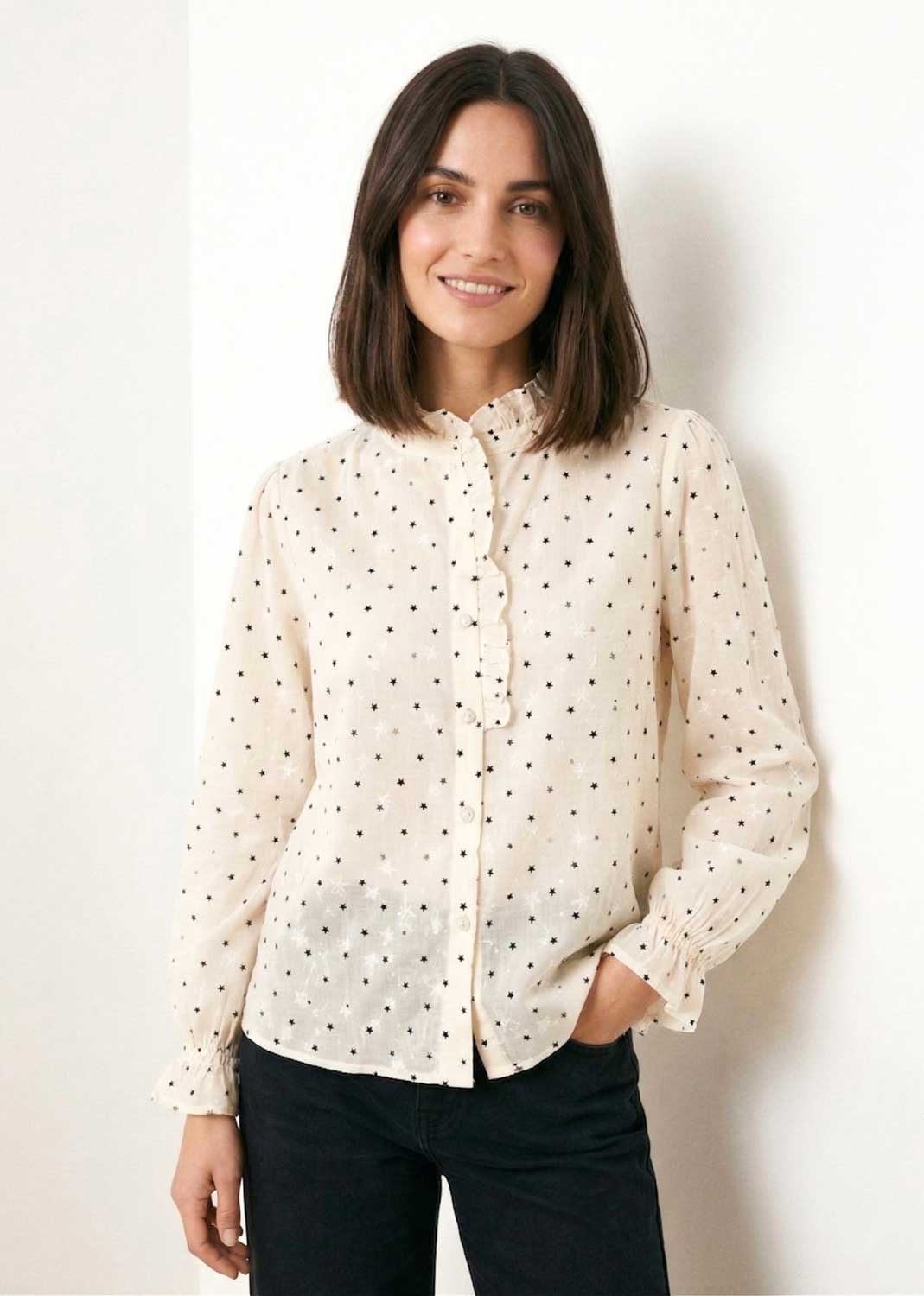 embroidered cotton dotty blouse
