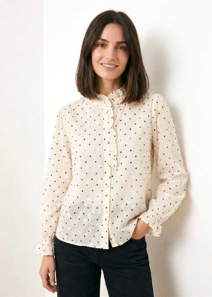 embroidered cotton dotty blouse