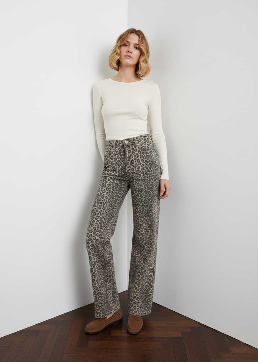 Whimsy Leopard Dad Jeans