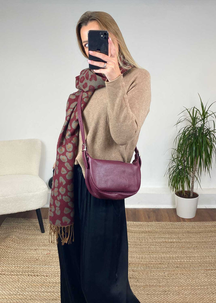 Whisper Leather Sling Bag in Burgundy