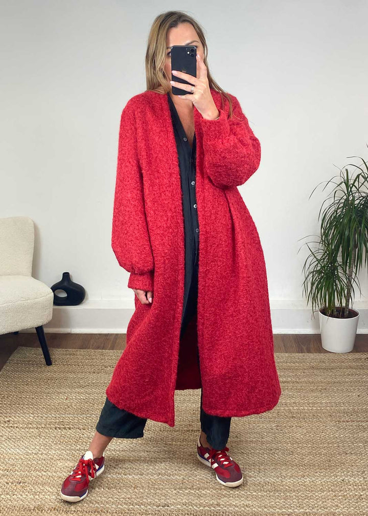 Willow  Long Marl Jacket in Red