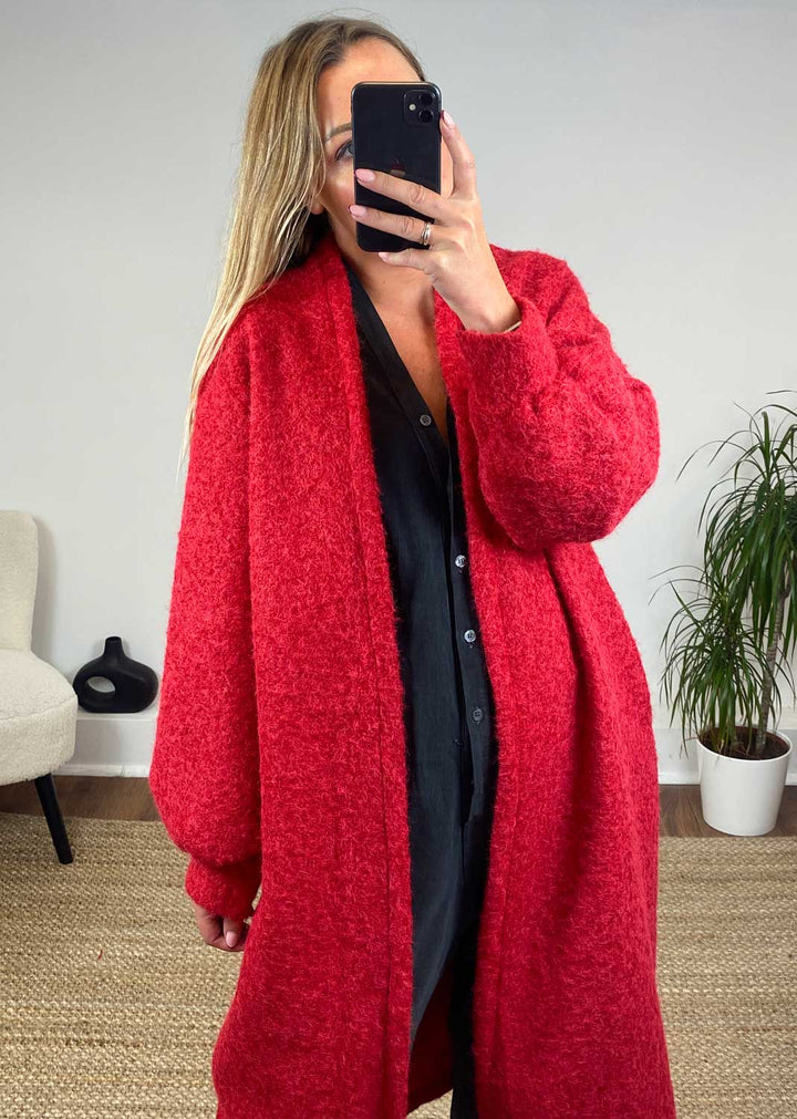 Willow  Long Marl Jacket in Red