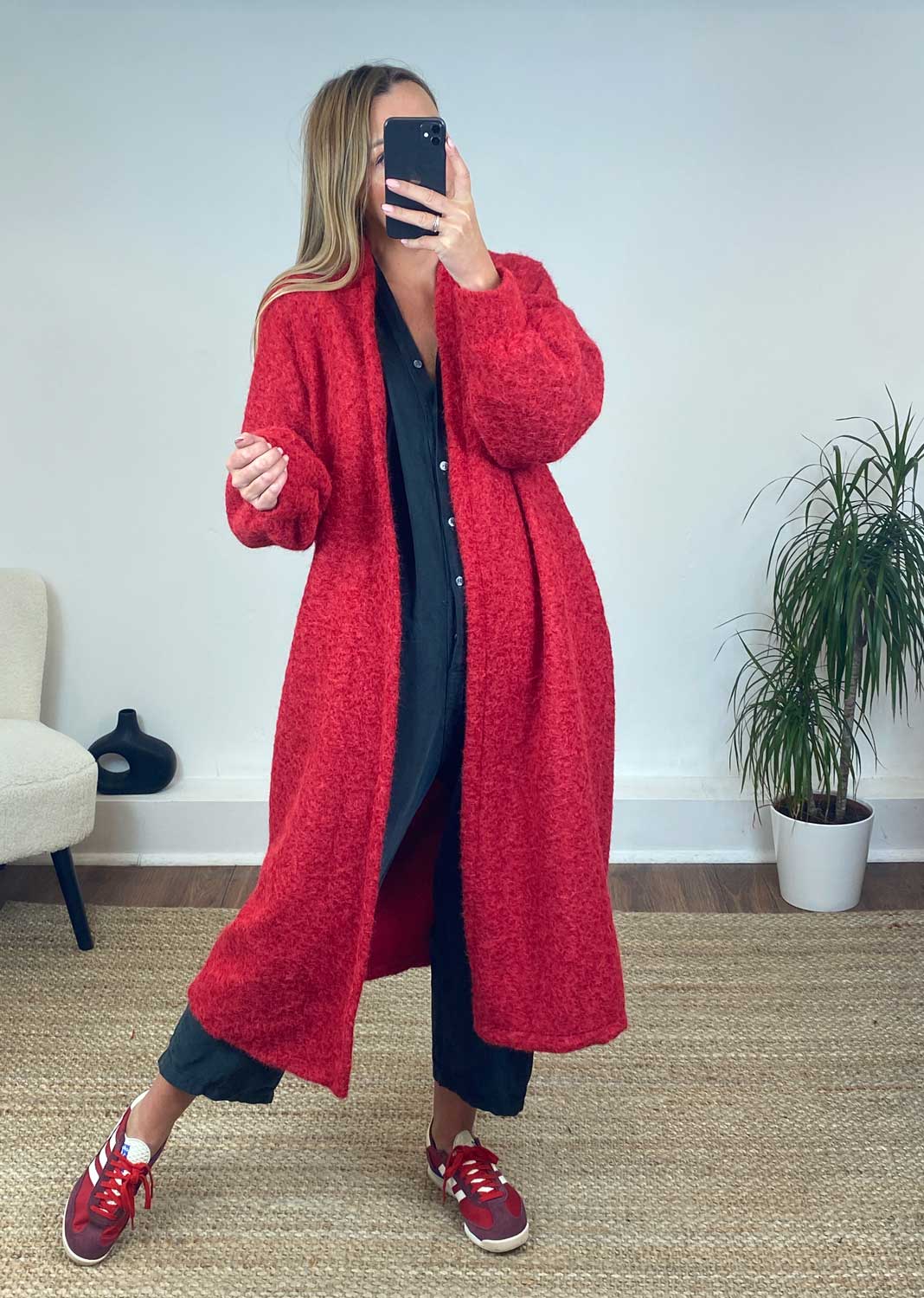 Willow  Long Marl Jacket in Red