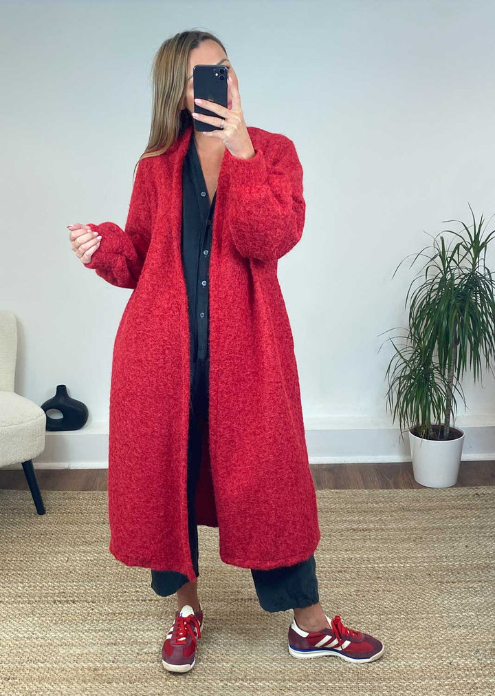 Willow  Long Marl Jacket in Red