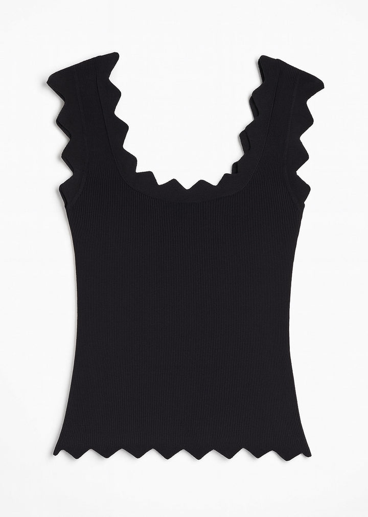 Zig Zag Trim Vest Black