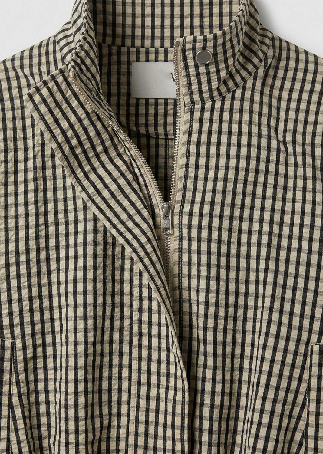 Zoya Gingham Funnel Neck Jacket