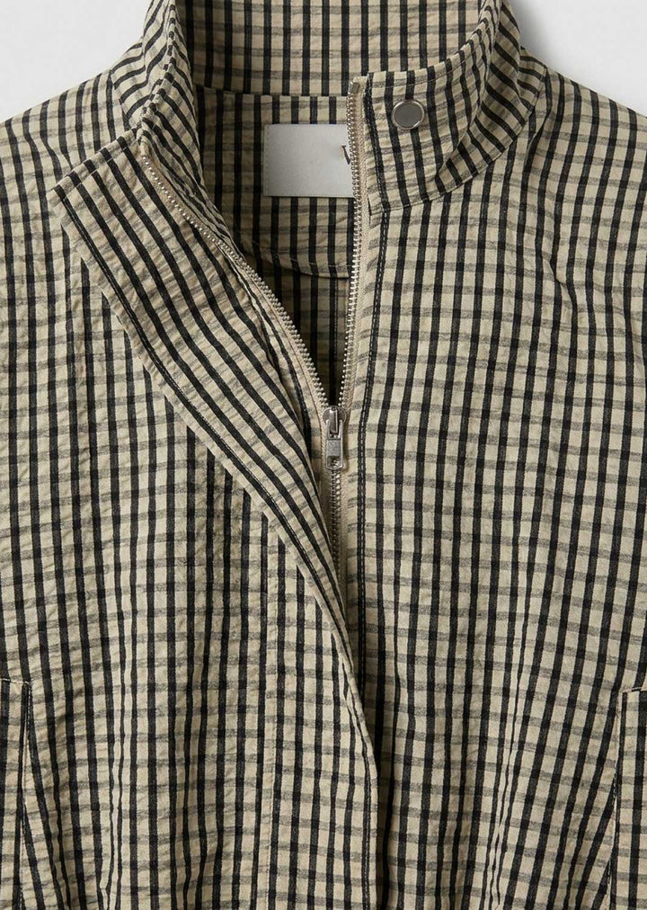 Zoya Gingham Funnel Neck Jacket