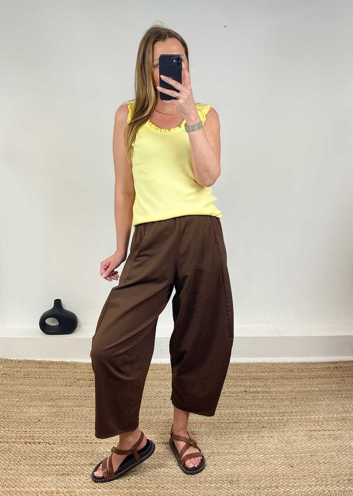 Aspen Jersey Barrel Pants in Brown
