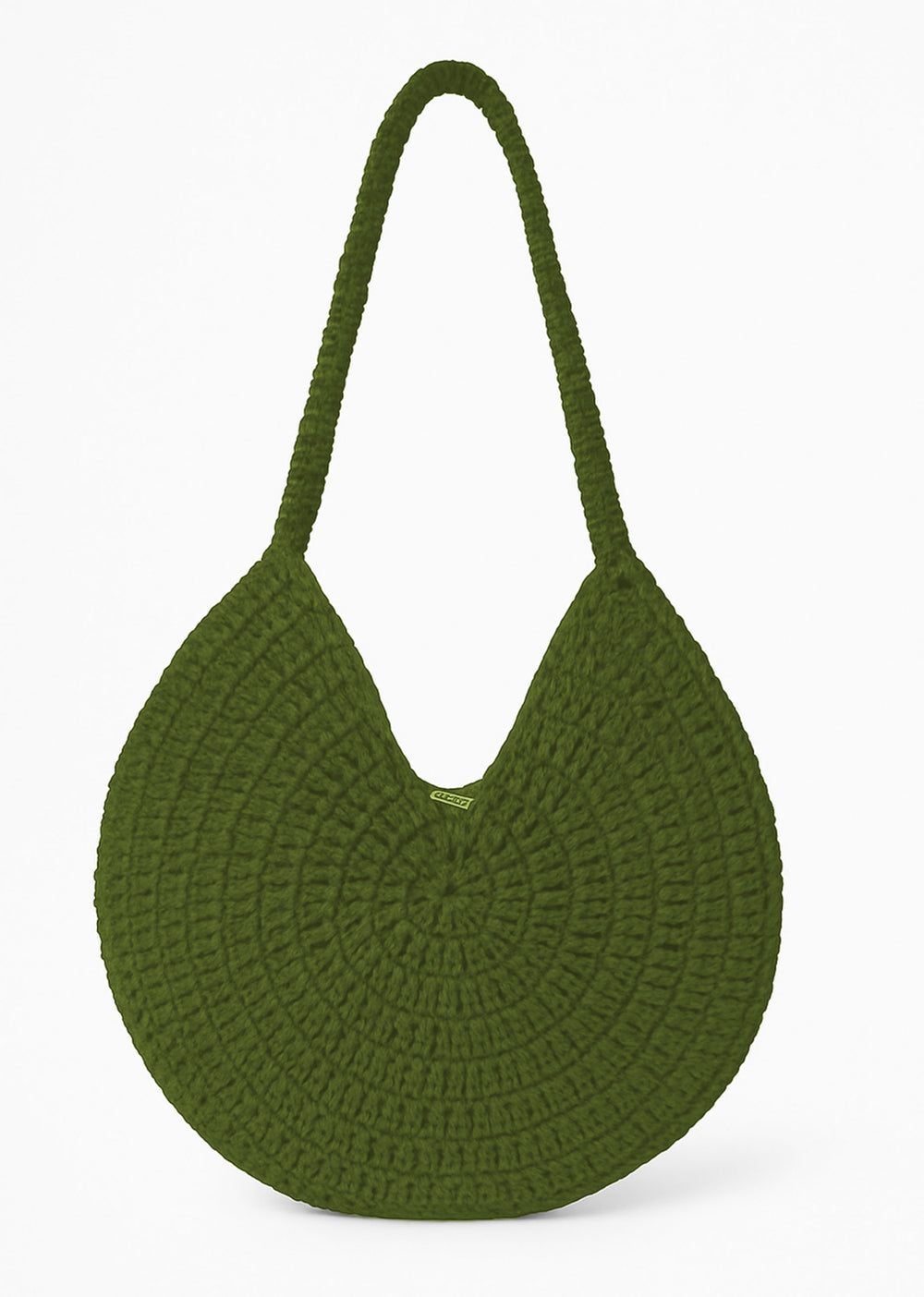 Athena Crochet Round Bag in Khaki
