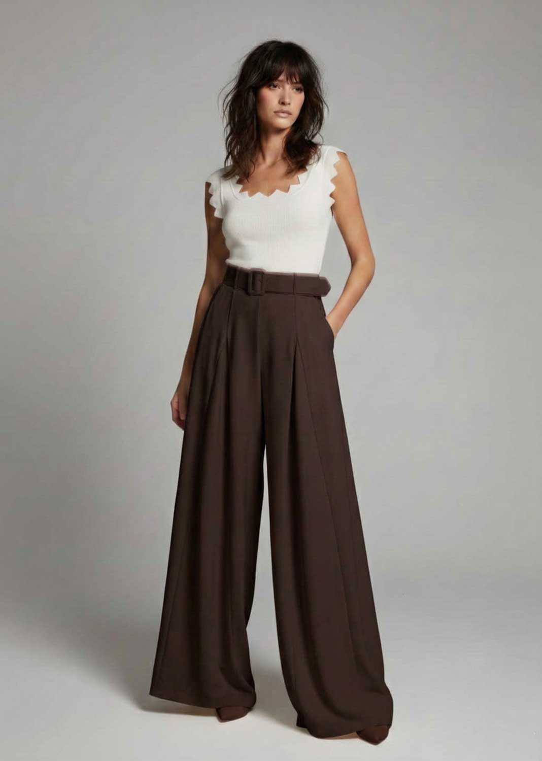 Aurelia Wide Leg Palazzo Pants Espresso