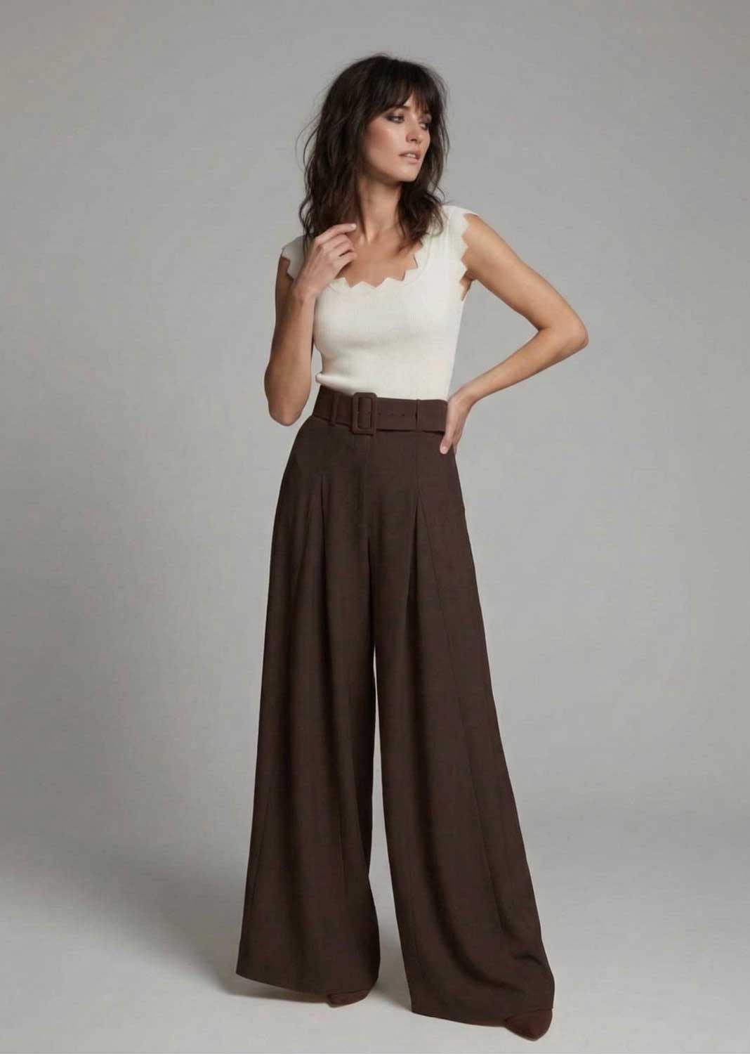 Aurelia Wide Leg Palazzo Pants Espresso
