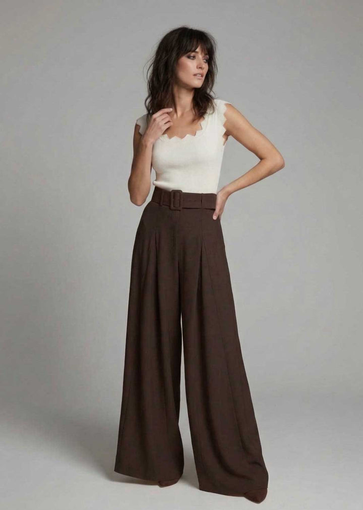 Aurelia Wide Leg Palazzo Pants Espresso