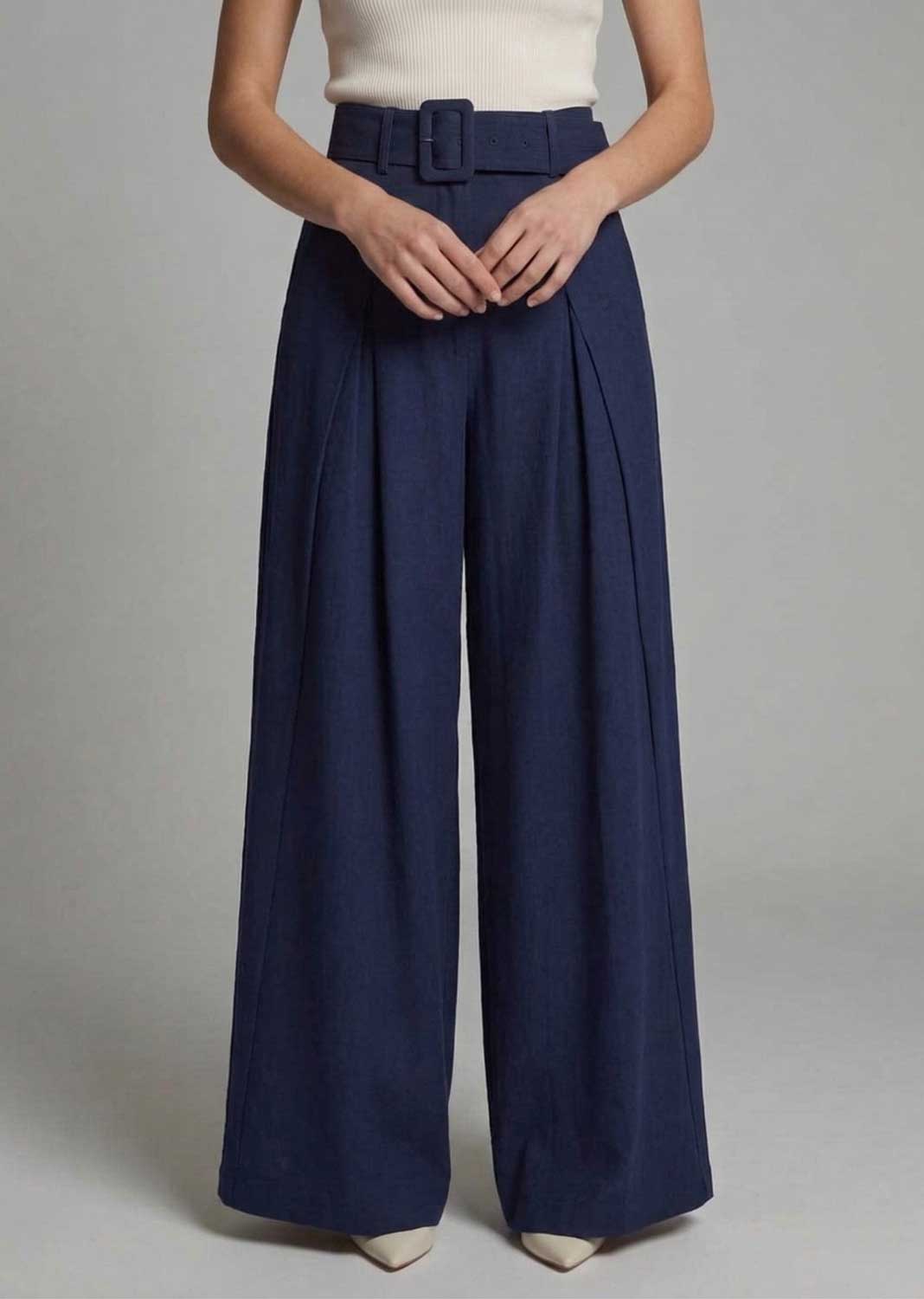 Aurelia Wide Leg Palazzo Pants Navy